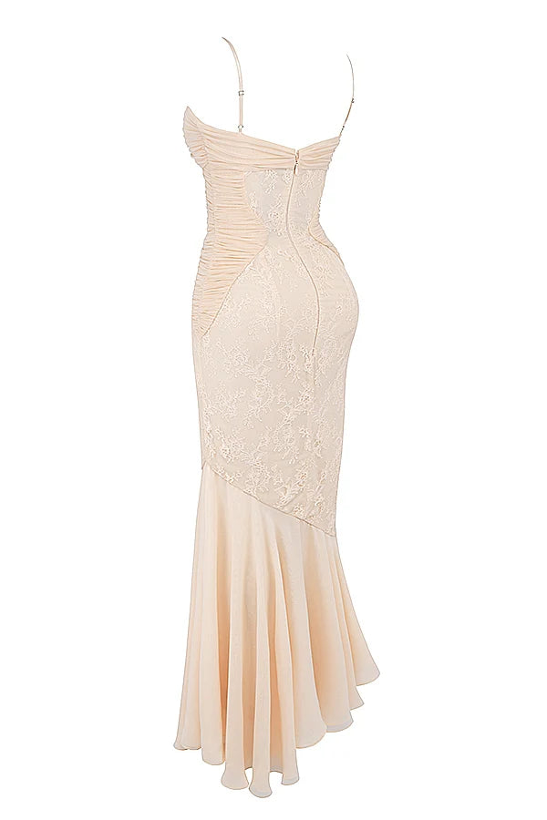 vanilla chiffon & lace gown