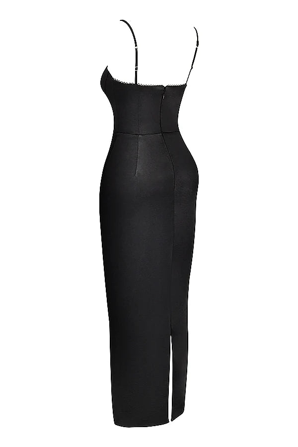 black corset maxi dress