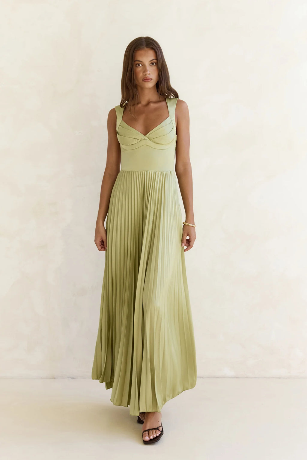 Song Of The Sky Plisse Maxi Dress Green