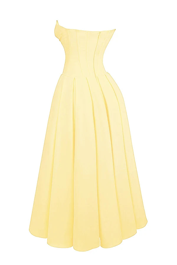 sunshine strapless tulle midi dress
