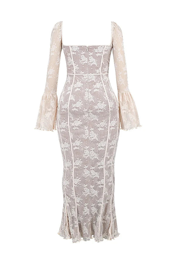 vintage cream lace maxi dress