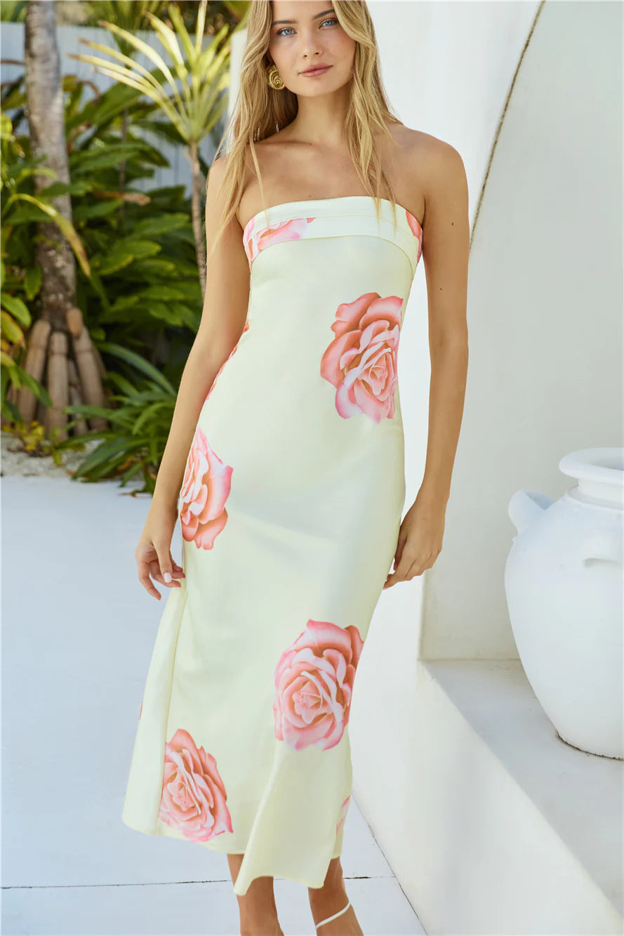 Summer Love Strapless Maxi Dress Yellow
