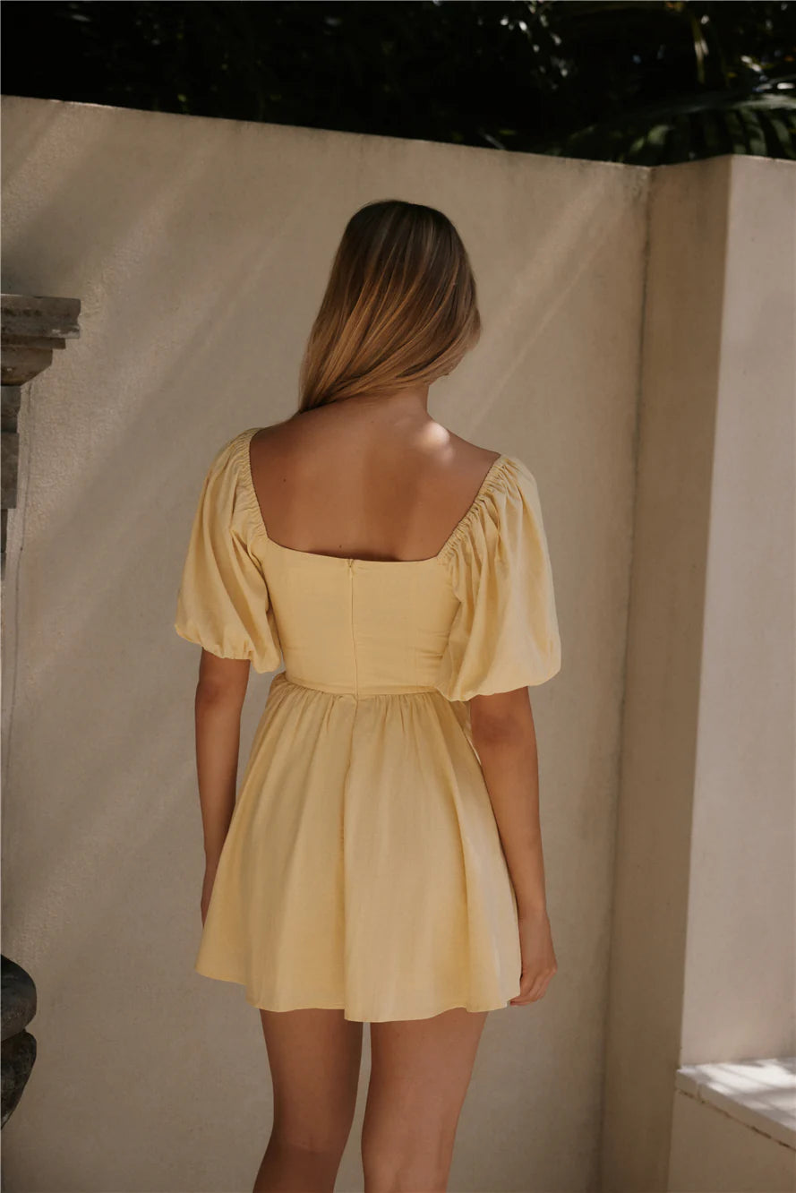 Daisy Chain Mini Dress Yellow