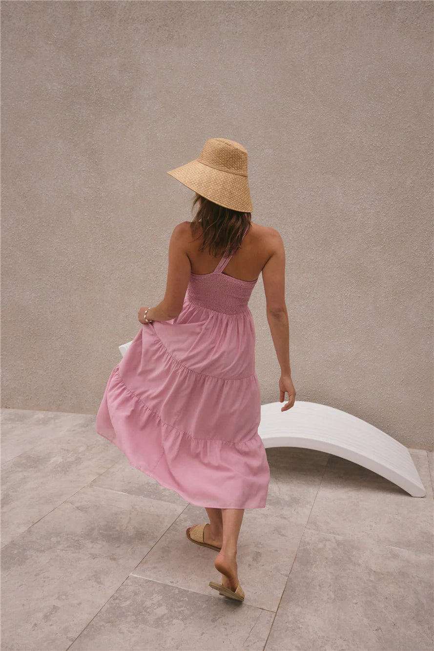 Pure Satisfaction One Shoulder Maxi Dress Pink