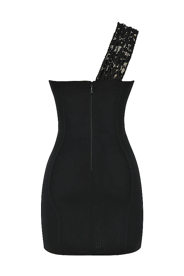 black lace mini dress
