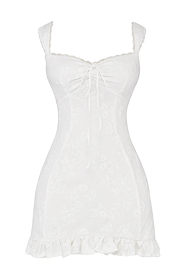 white embroidered mini dress