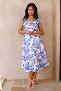 Moon Orchids Midi Dress Blue