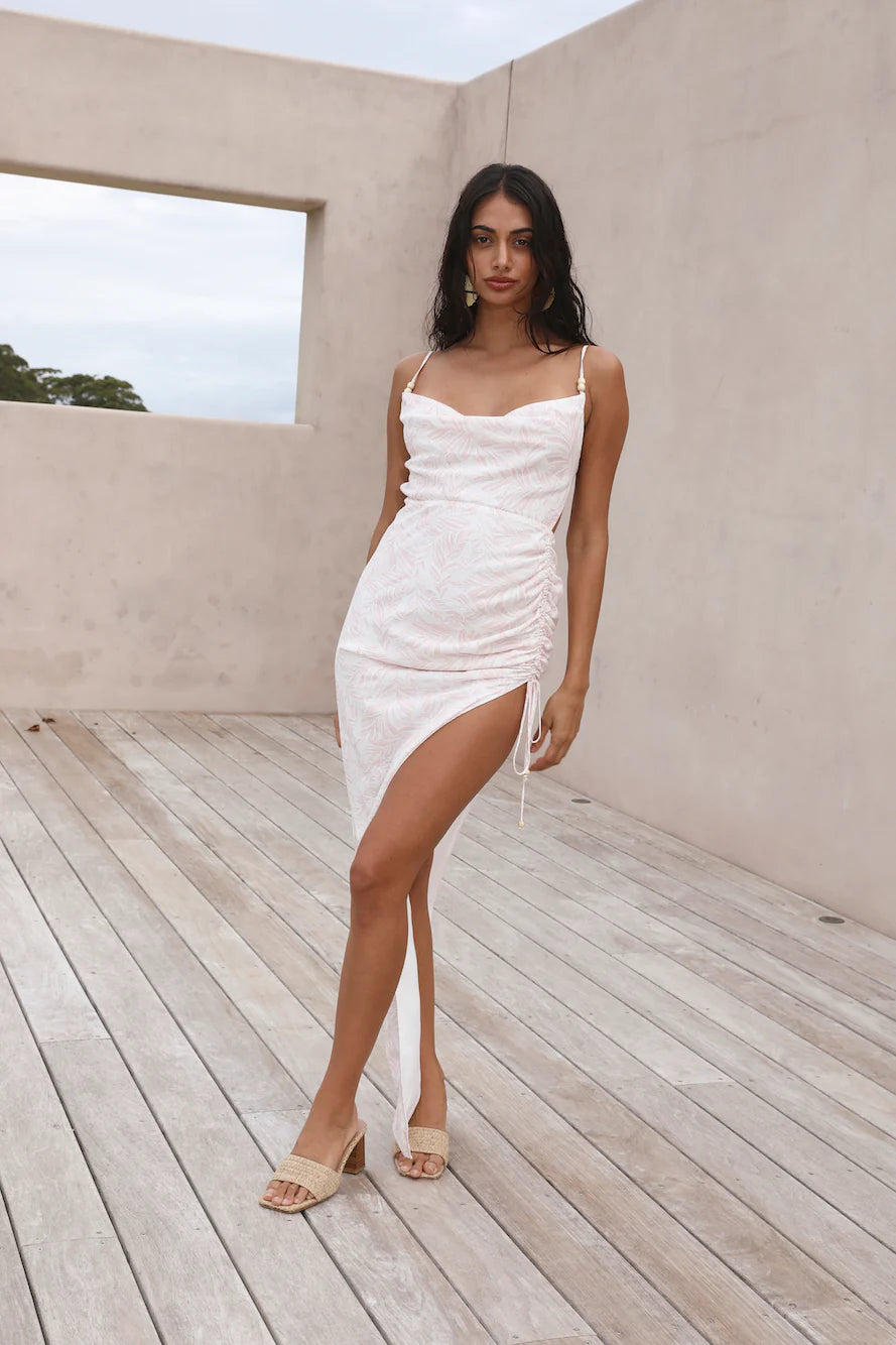 HELLO MOLLY White Sand Oasis Maxi Dress Pink