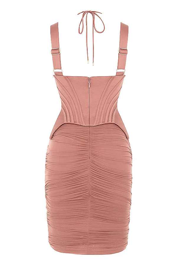 antique rose corset midi dress