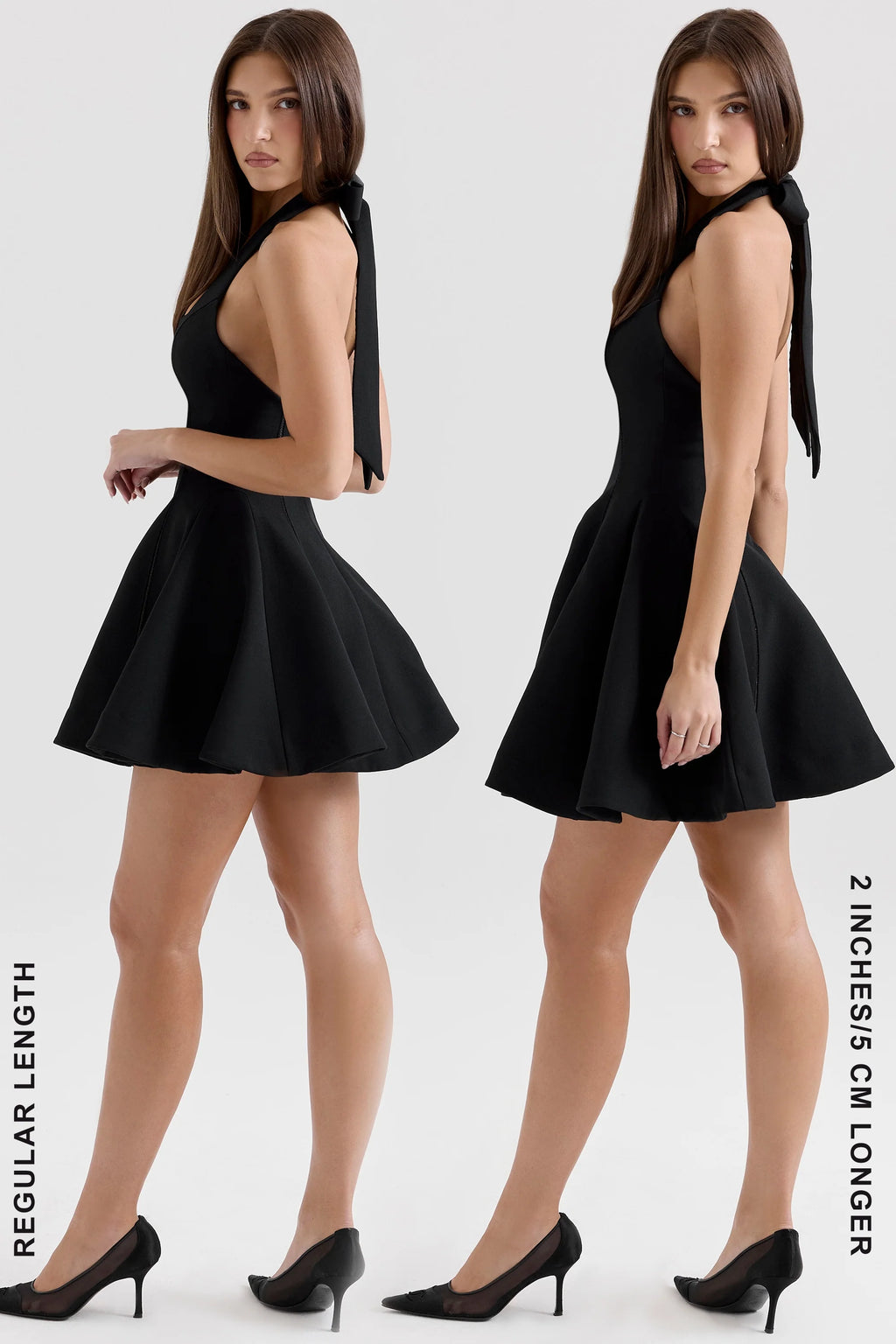black halter neck bow mini dress