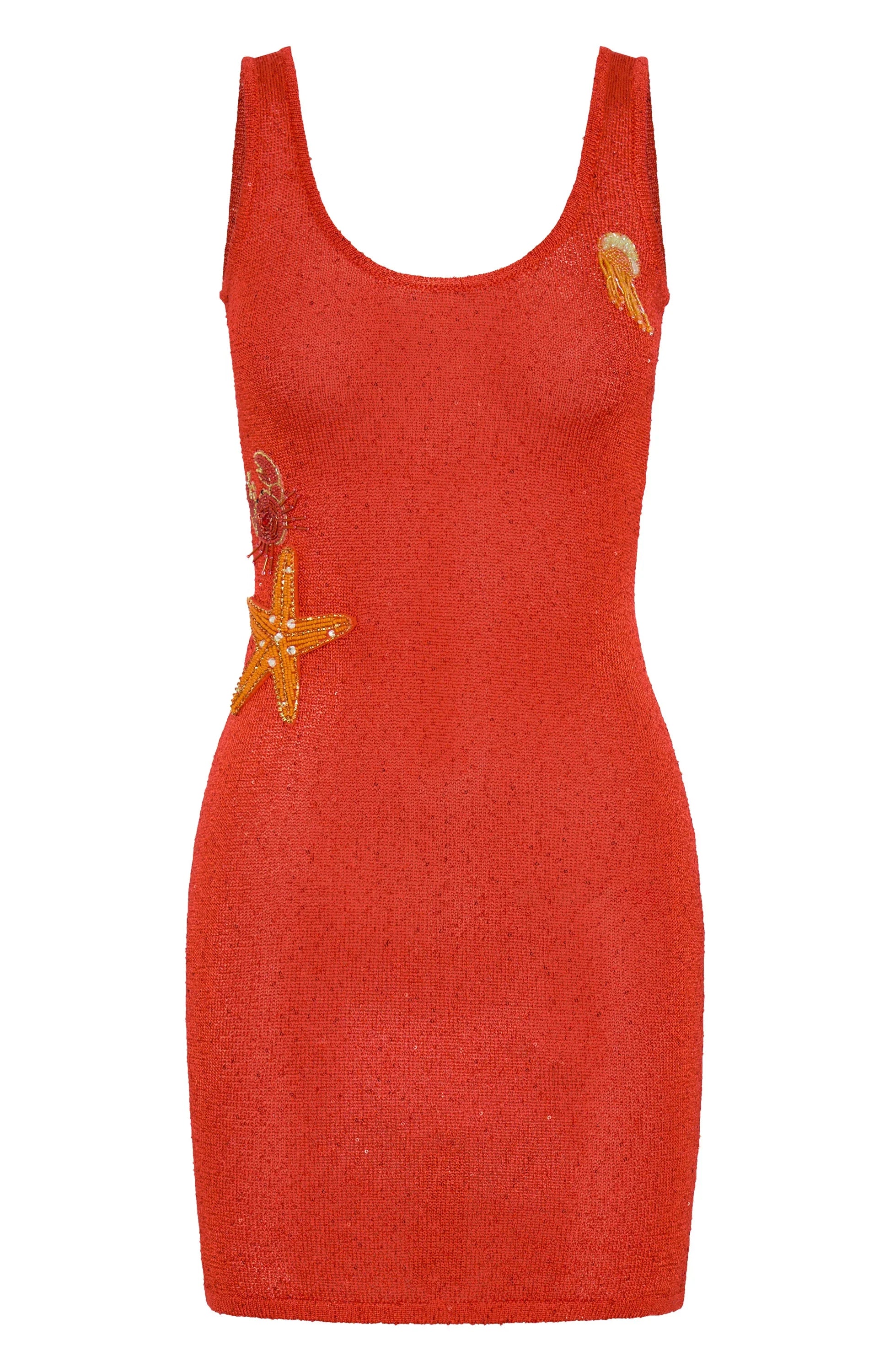 Ocean Vibes Sequin Knit Mini Dress Orange