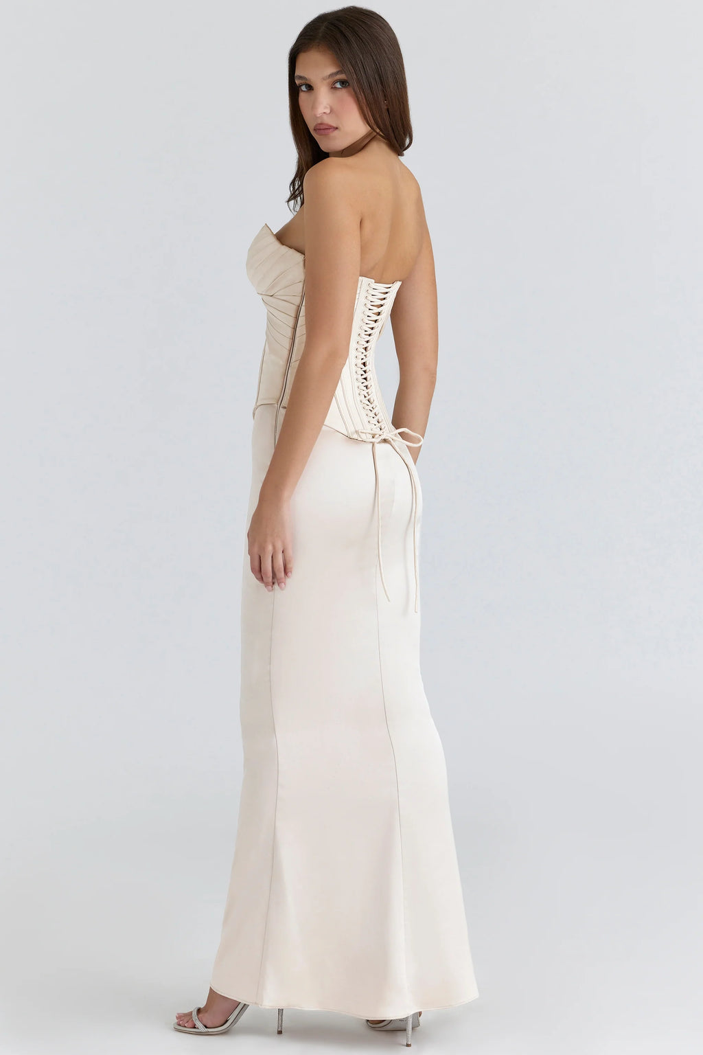 ivory satin corset maxi gown - limited edition