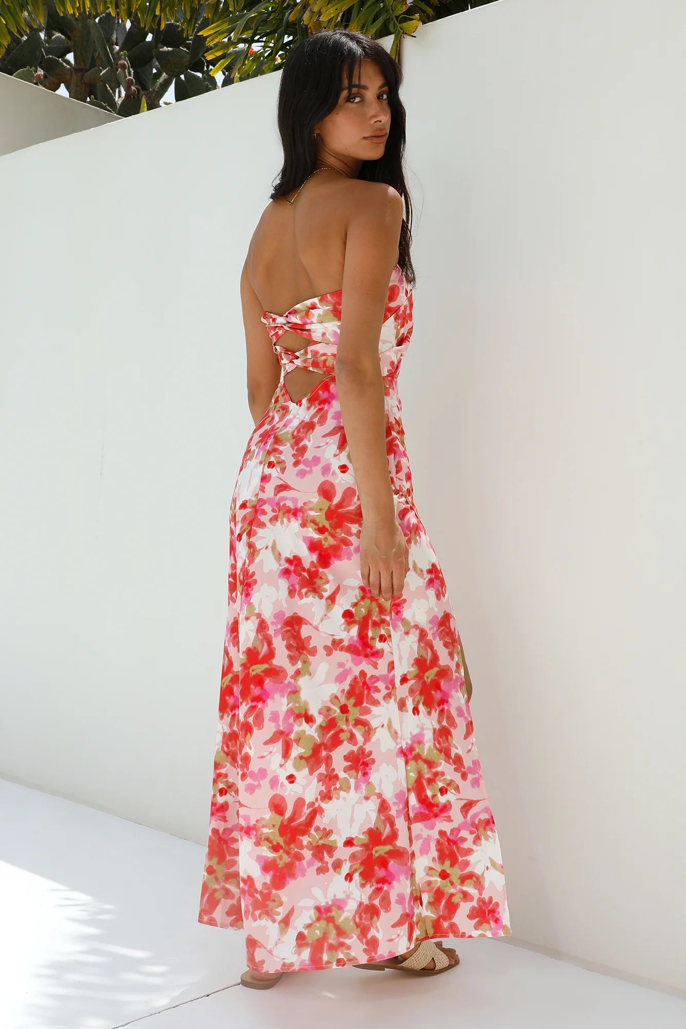 Gardenia Strapless Maxi Dress Red