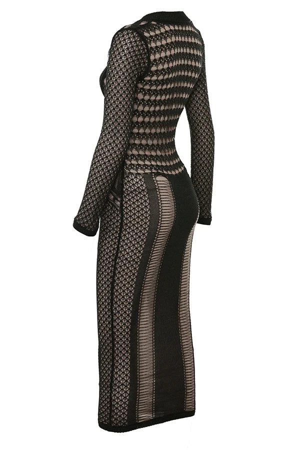 black plunge midi dress - sale