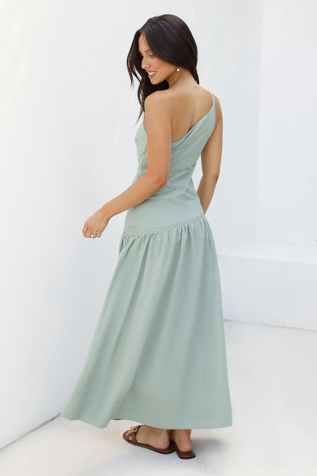 Claire One Shoulder Maxi Dress Khaki