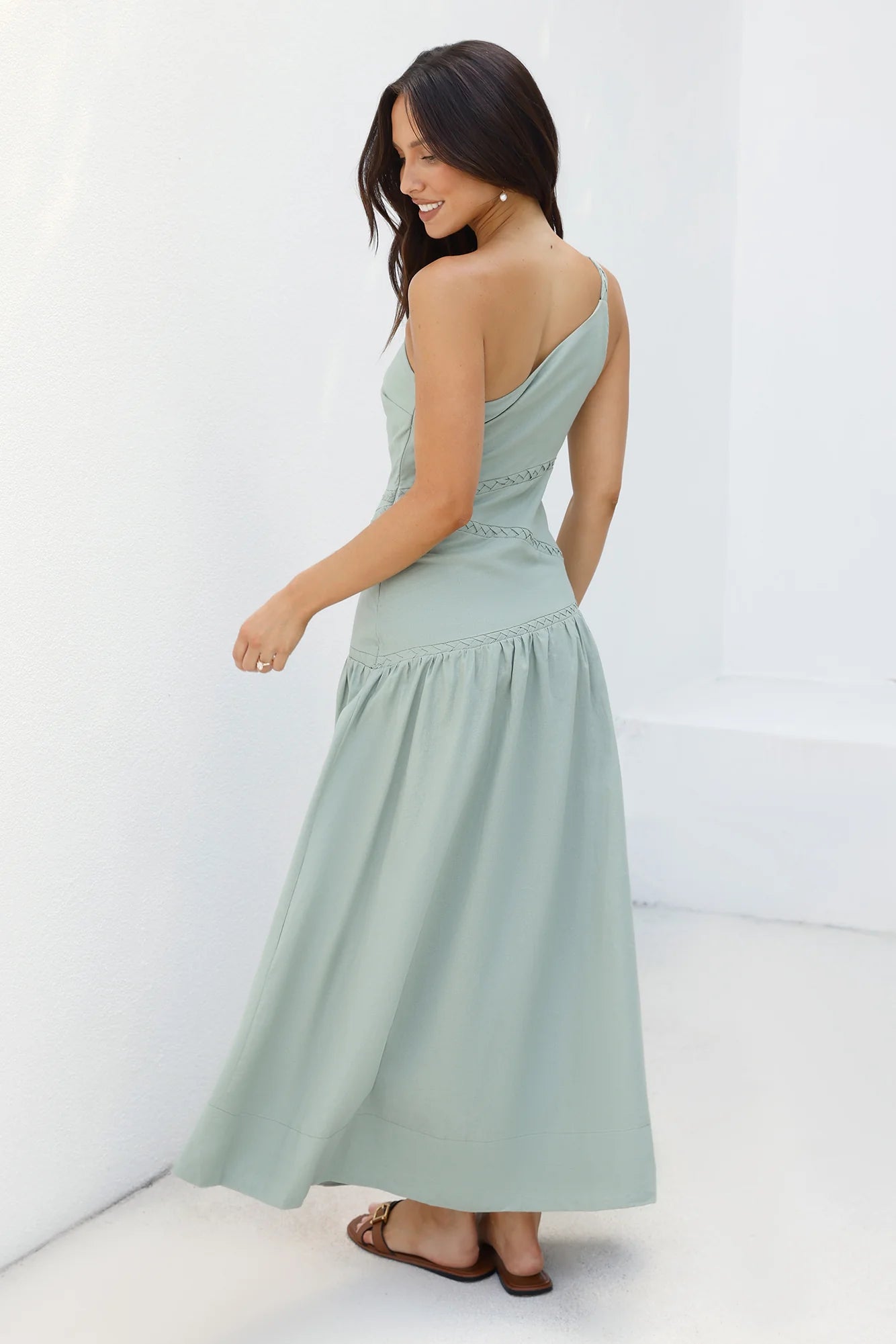 Claire One Shoulder Maxi Dress Khaki