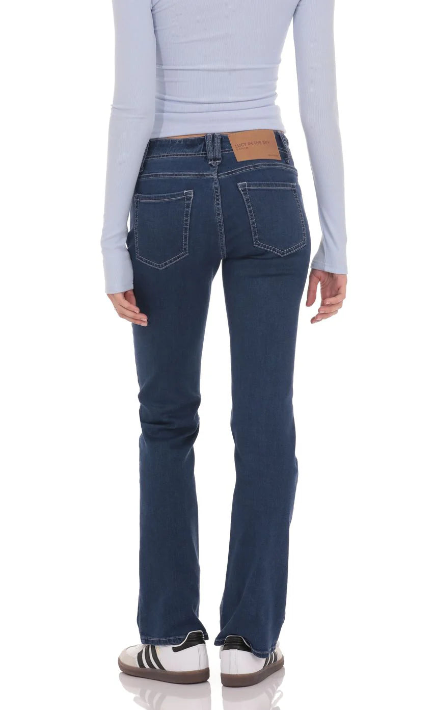 Button-Fly Slim Jeans in Dark Blue