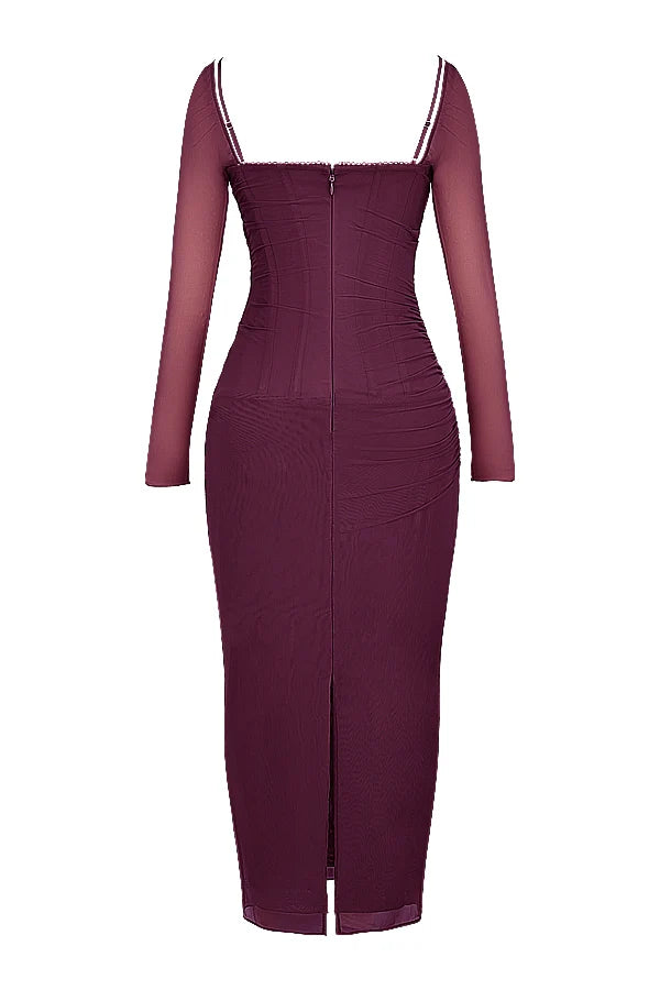 wine maxi dress