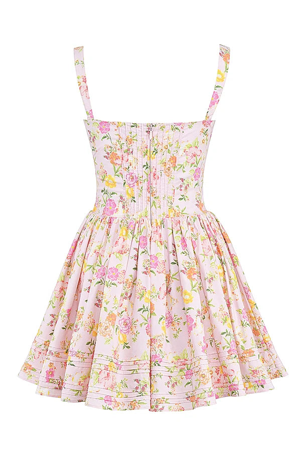 pink meadow print cotton mini dress