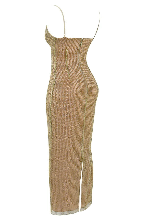 cafe au lait beaded maxi dress - limited edition