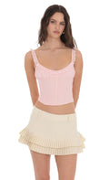 Pleated Ruffle Skort in Cream