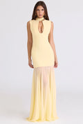 butter yellow keyhole maxi dress
