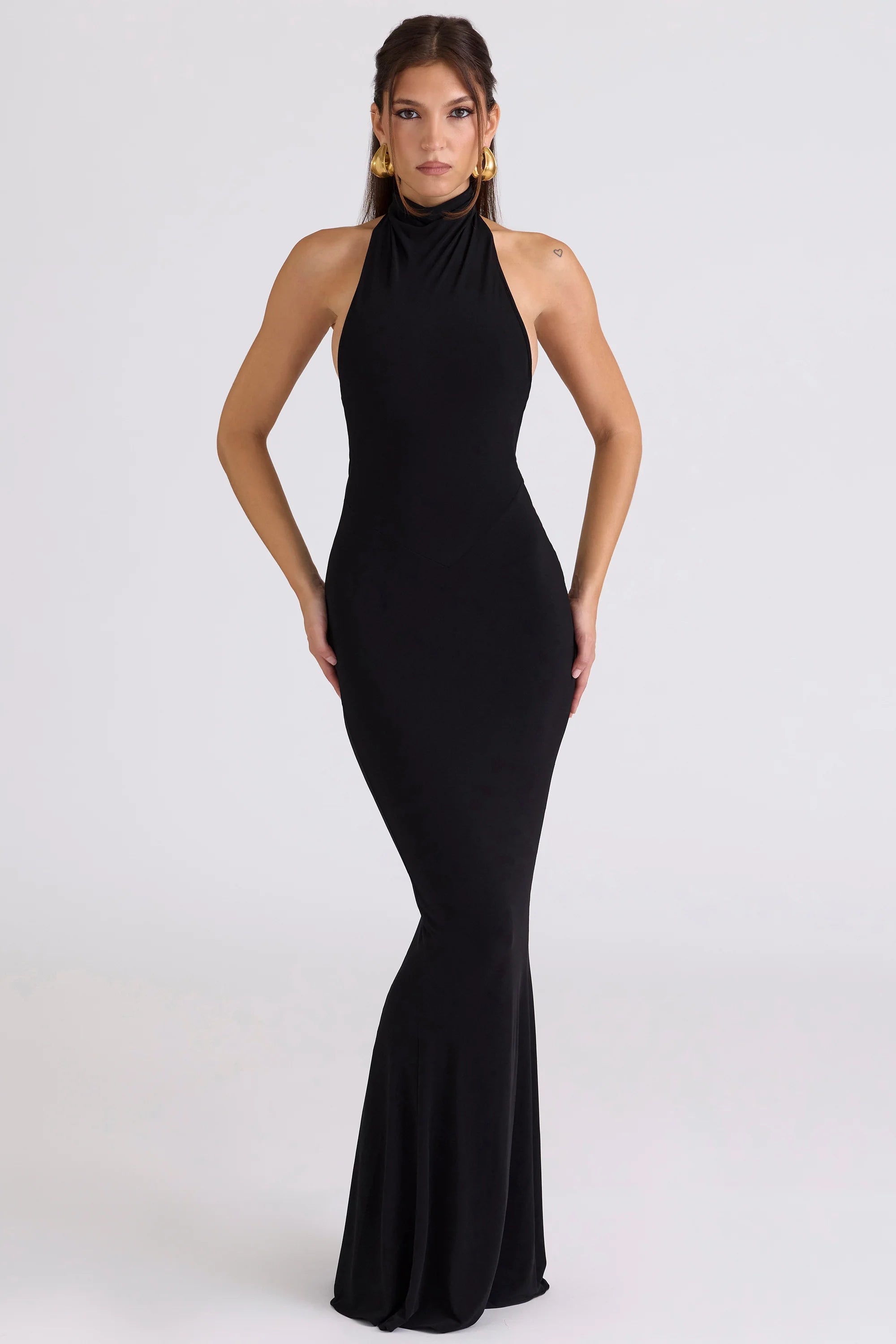 black backless silhouette maxi dress - limited edition