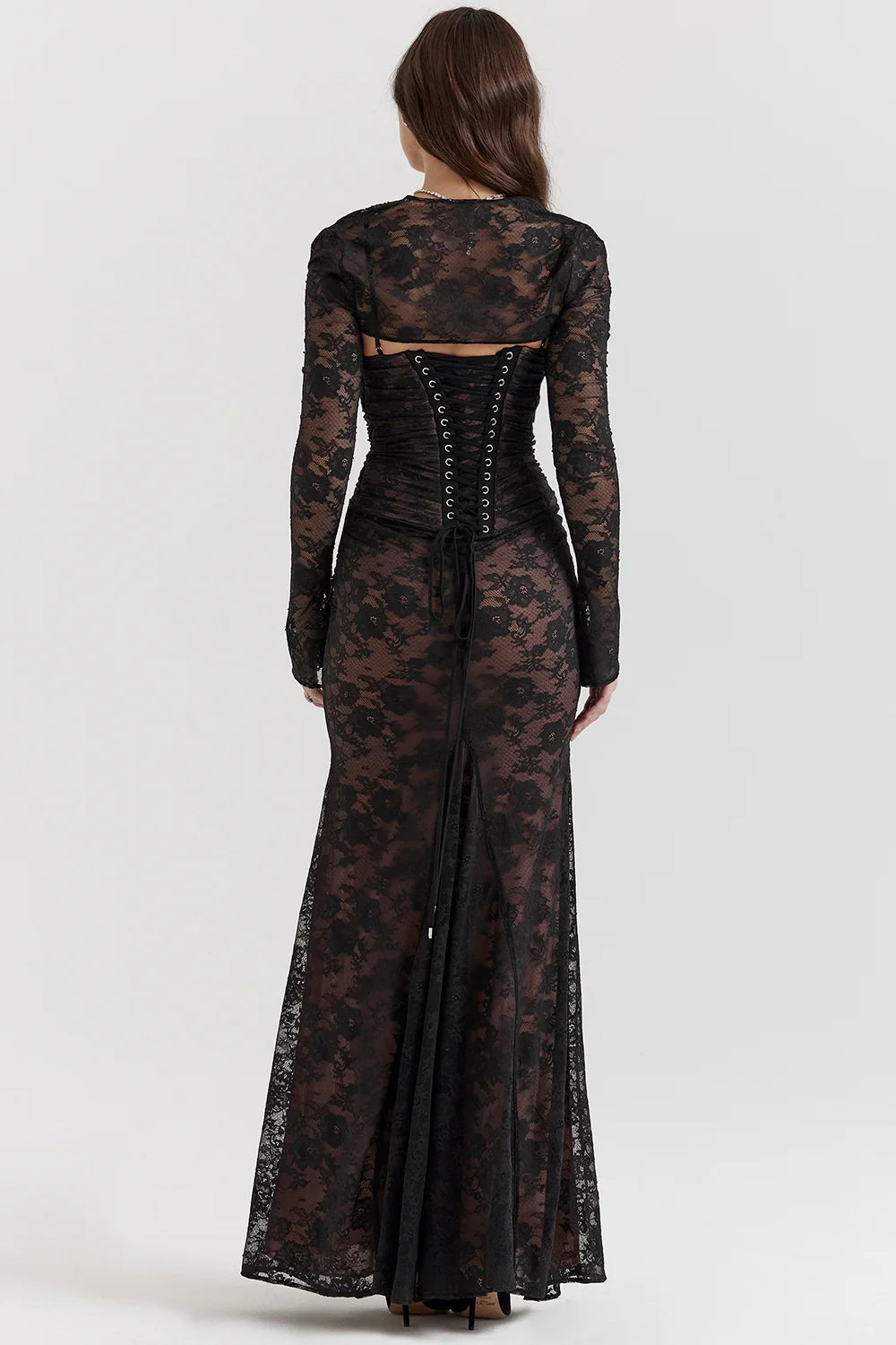 black lace maxi dress