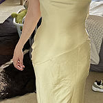 Seen For You Cowl Neck Satin Maxi Dress Green