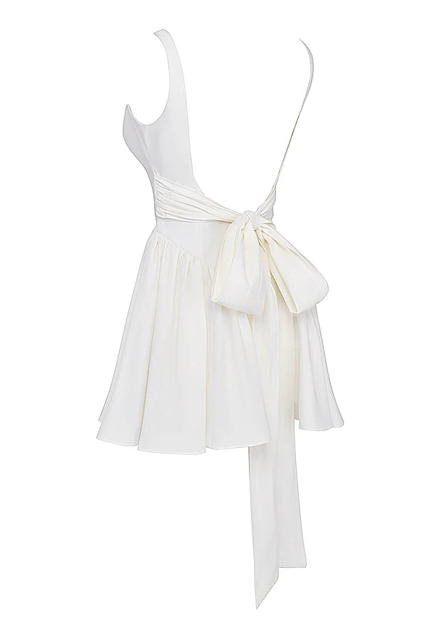 ivory cotton bow mini dress