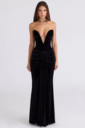 black velvet deep plunge maxi gown - limited edition