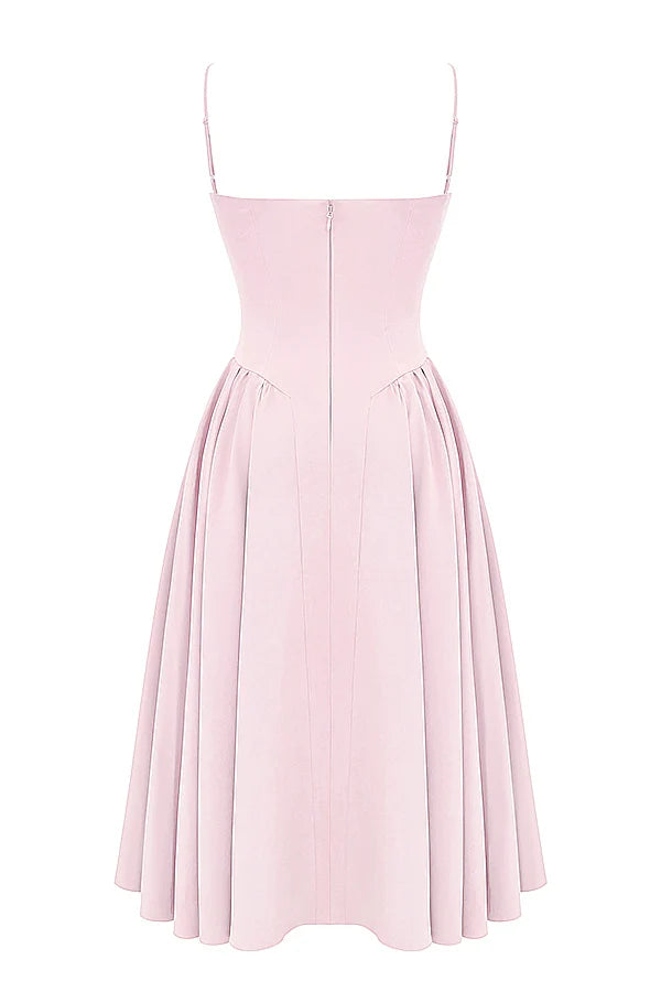 ballerina pink twill corset midi dress