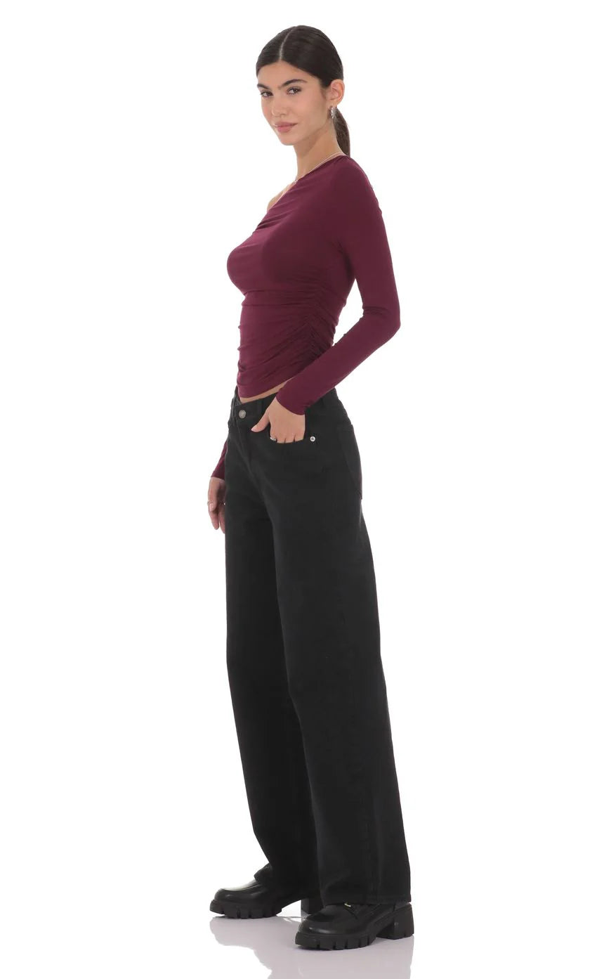 Mid Rise Baggy Jeans in Black