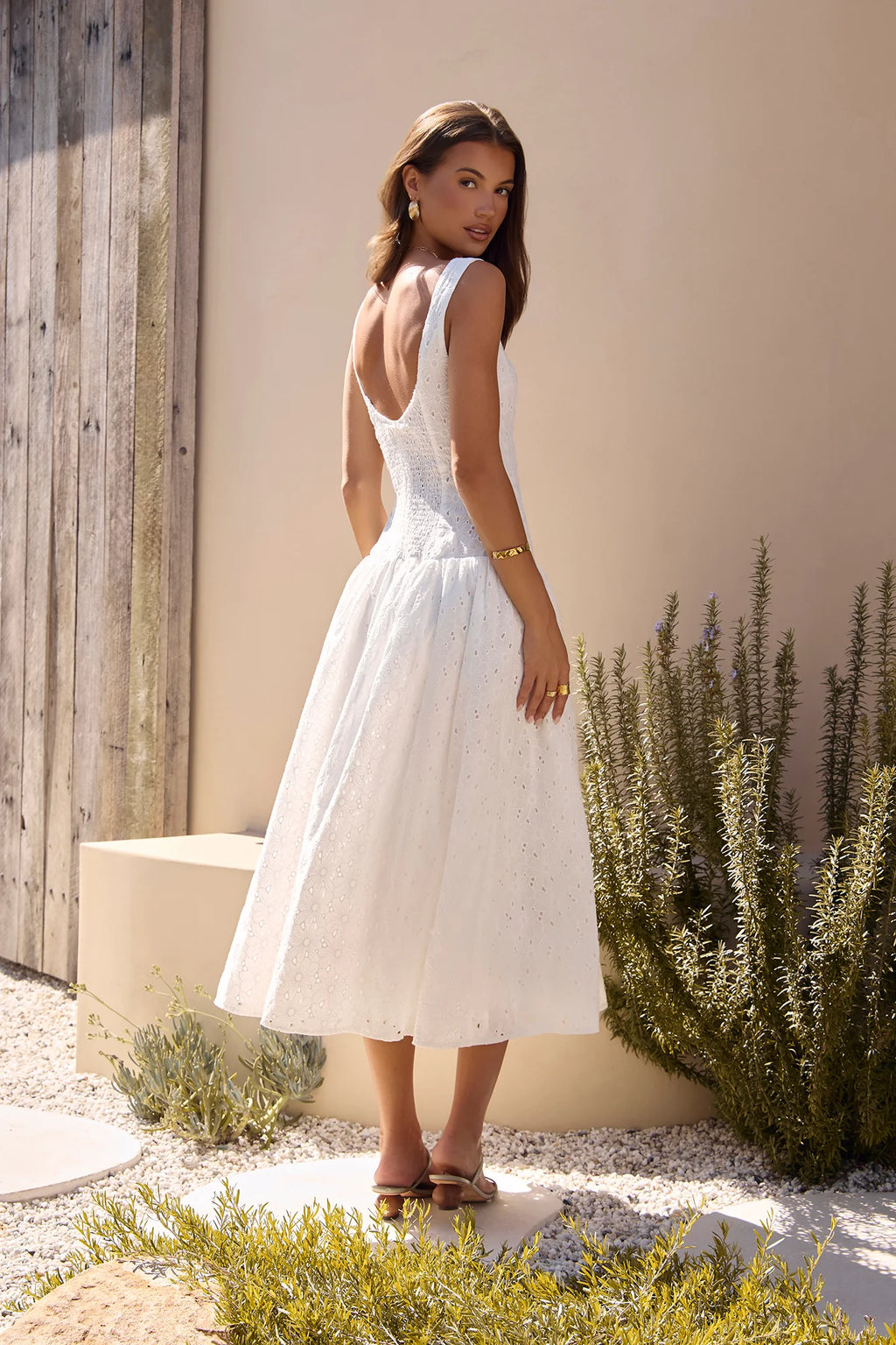 Romance Stitched Maxi Dress White
