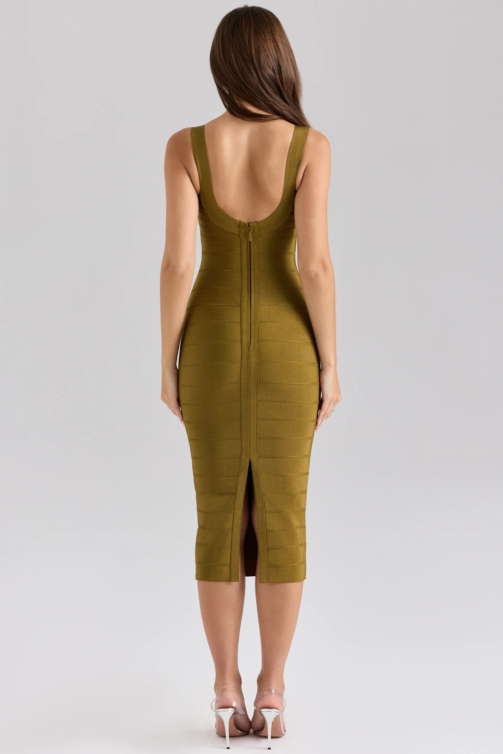 olive midi bandage dress