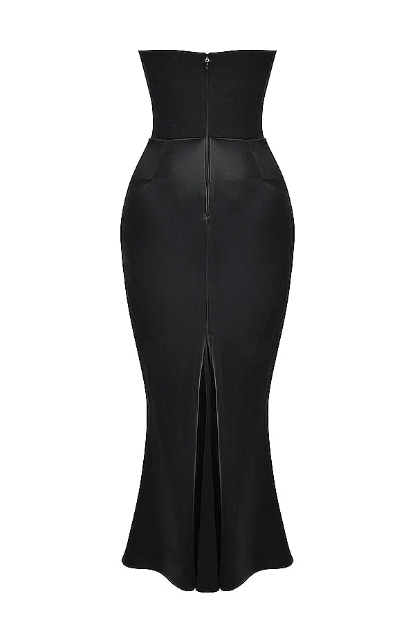 black strapless corset dress