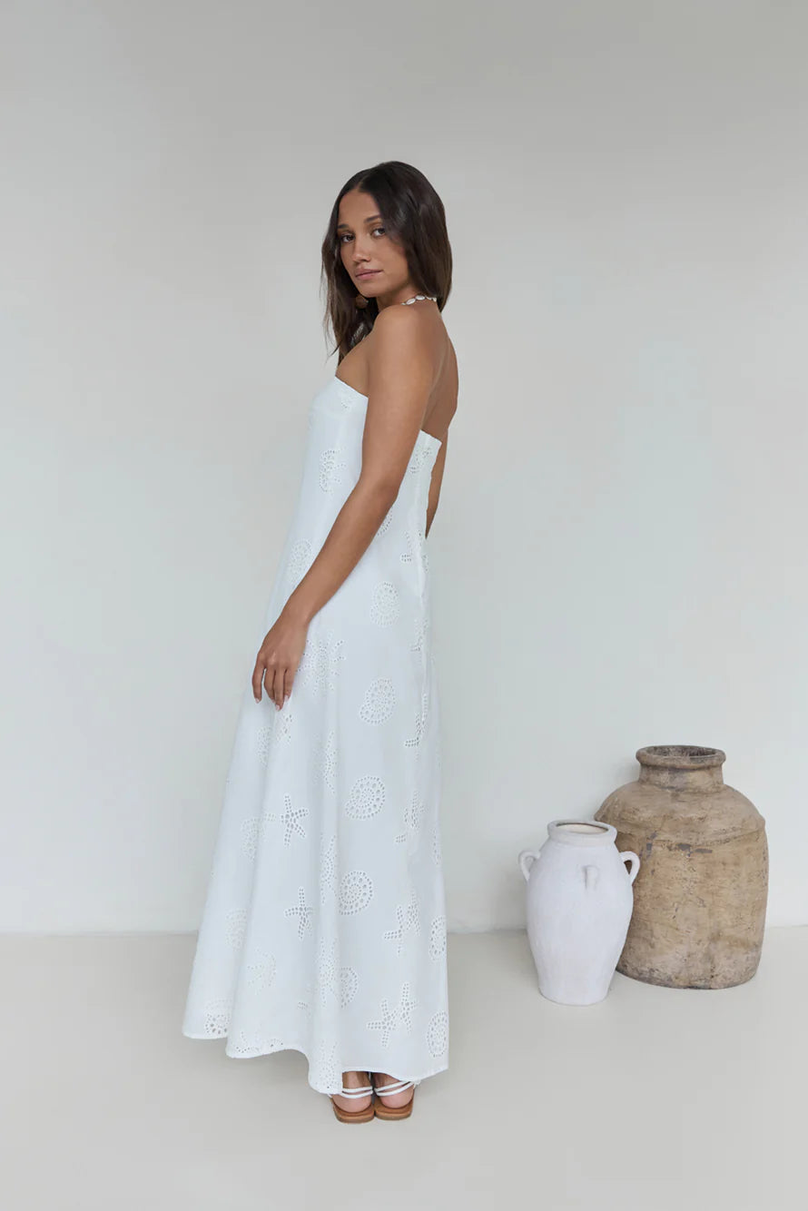 Heart To Heart Strapless Maxi Dress White