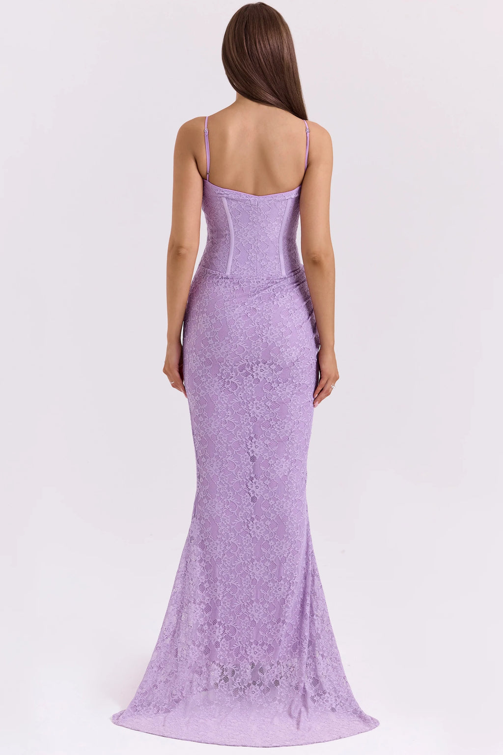orchid lace corset maxi dress