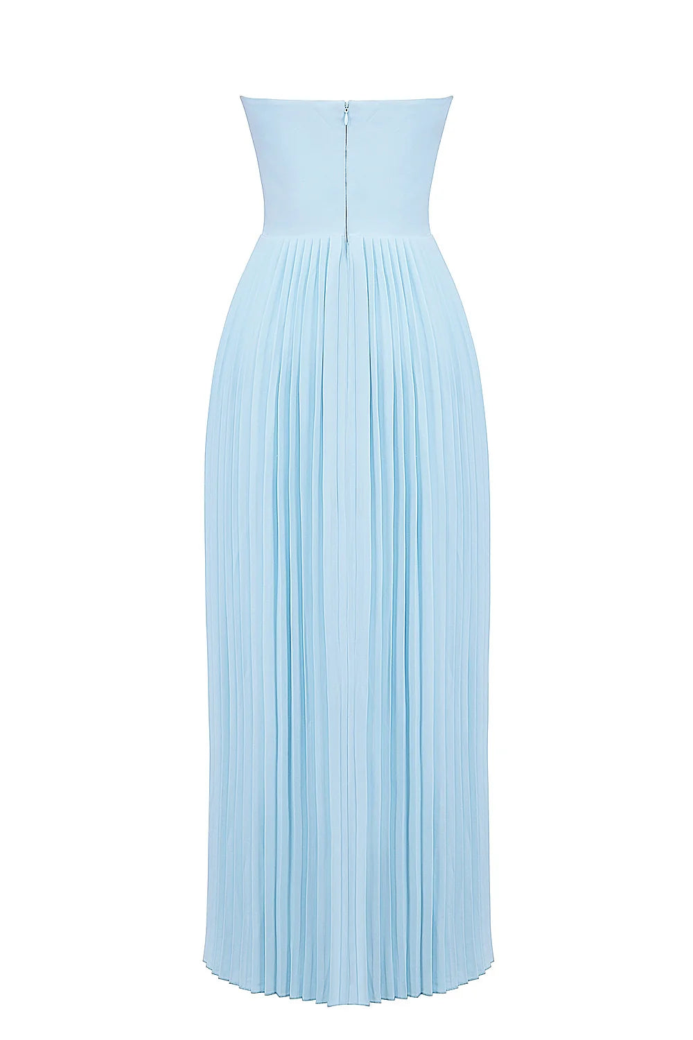 ocean blue pleated maxi dress