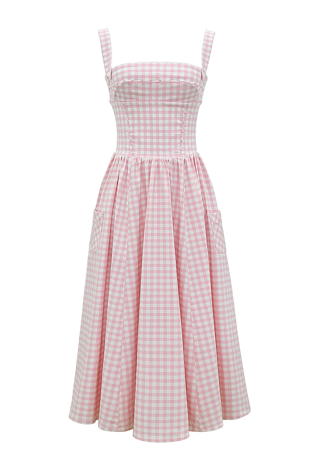 strawberry shortcake gingham midi sundress