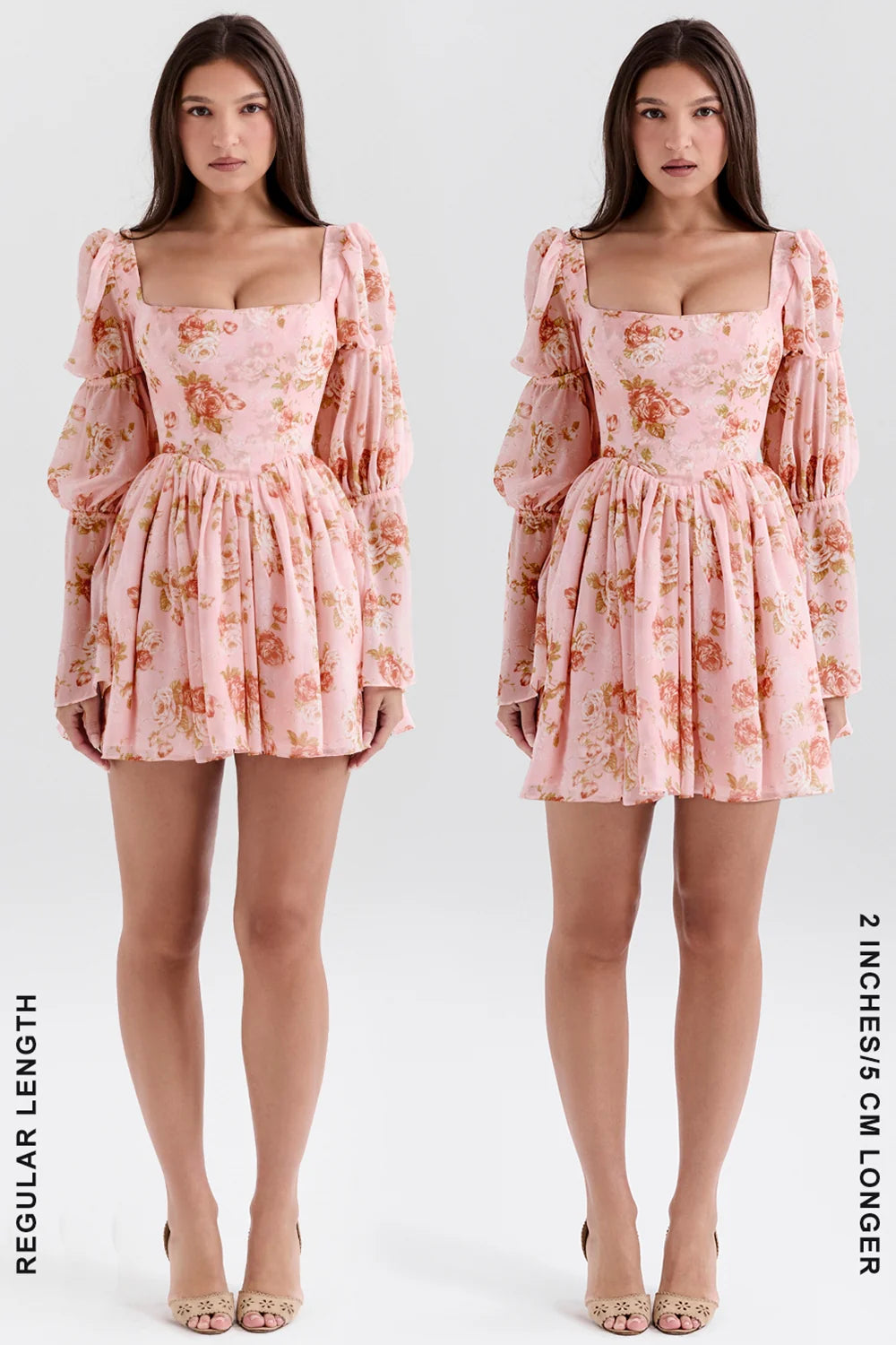 english vintage rose print puff sleeve mini dress