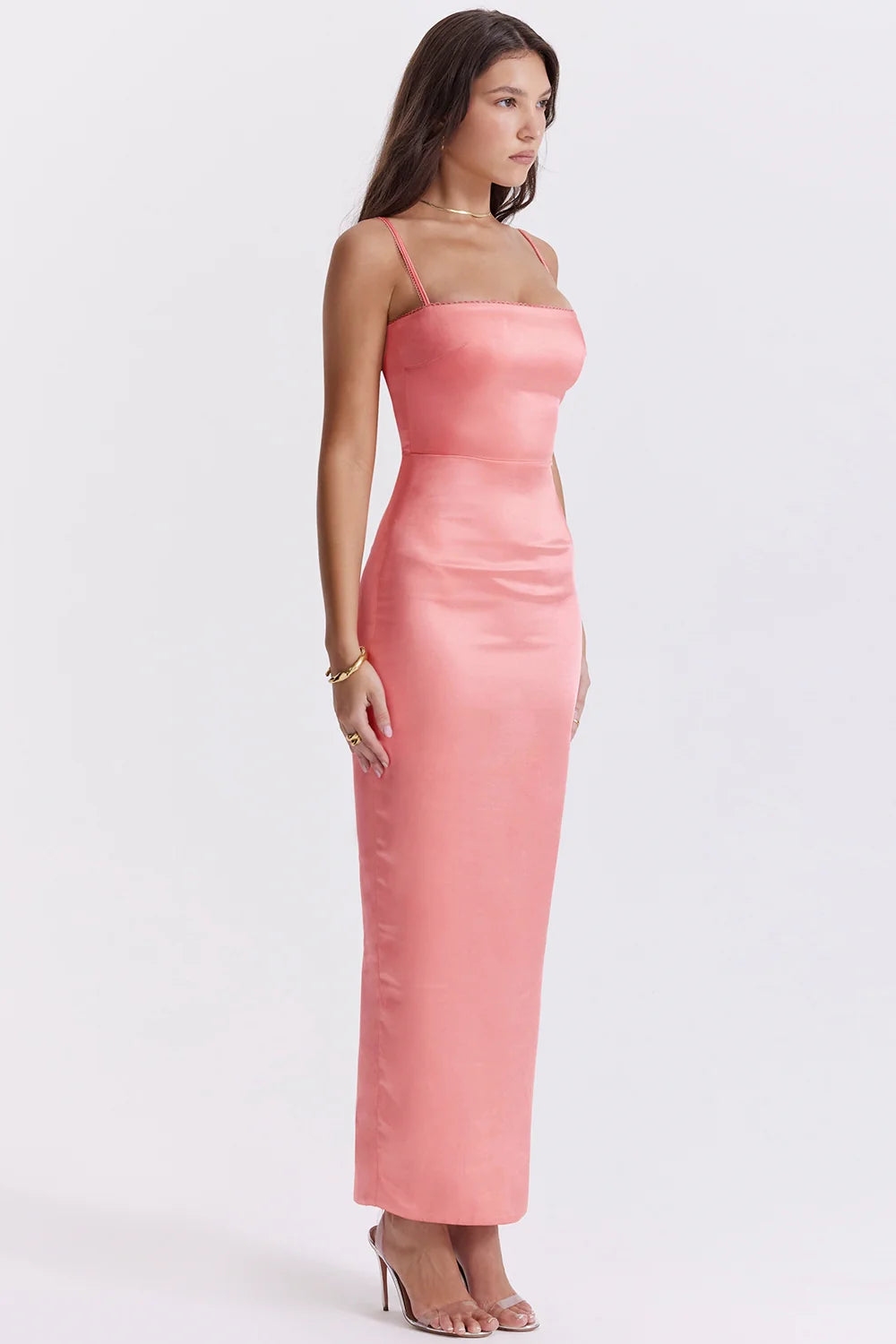 bright peach maxi dress