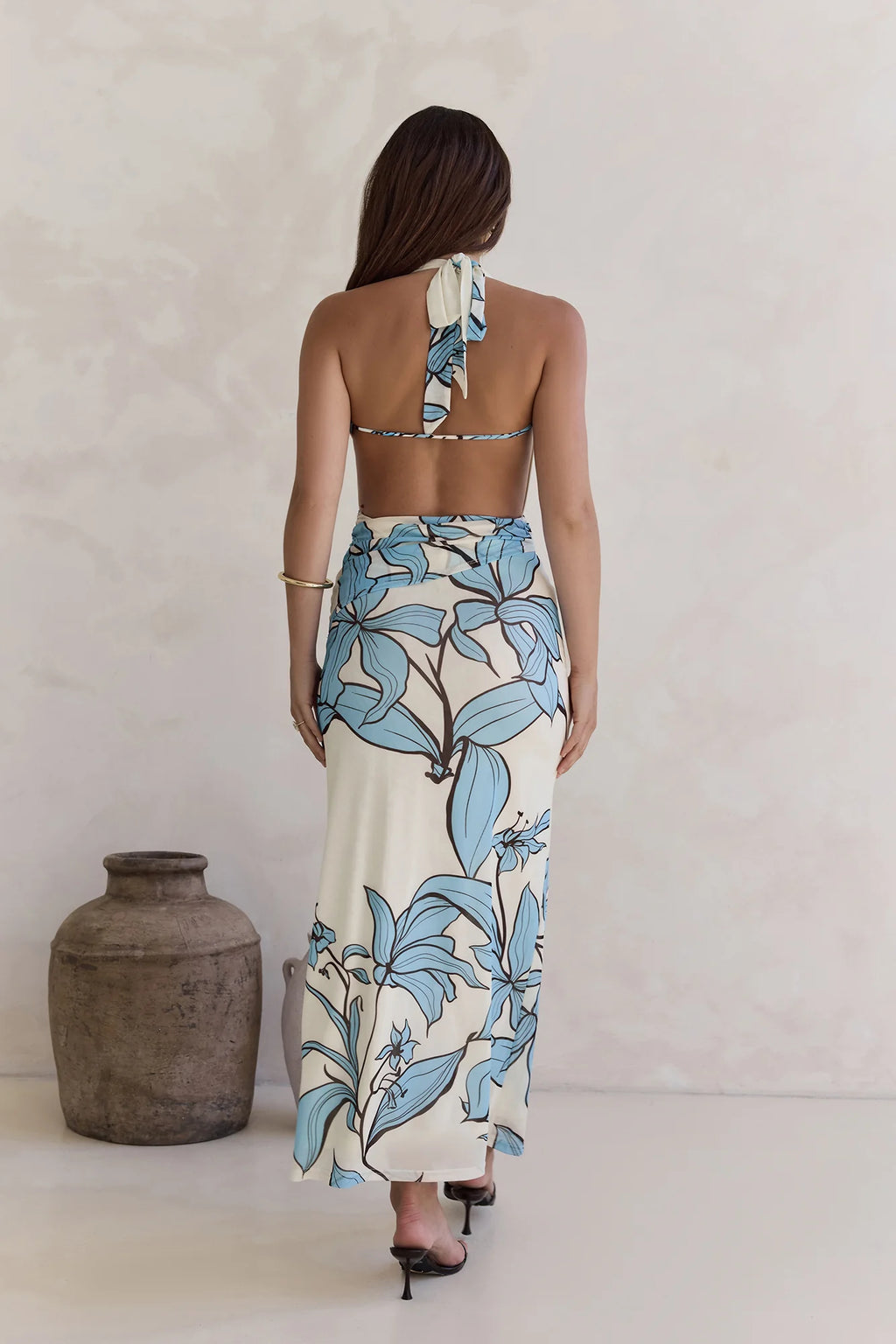 Light The Ocean Halter Maxi Dress Blue