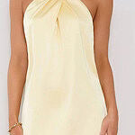 Exclusive Parties Halter Satin Mini Dress Cobalt