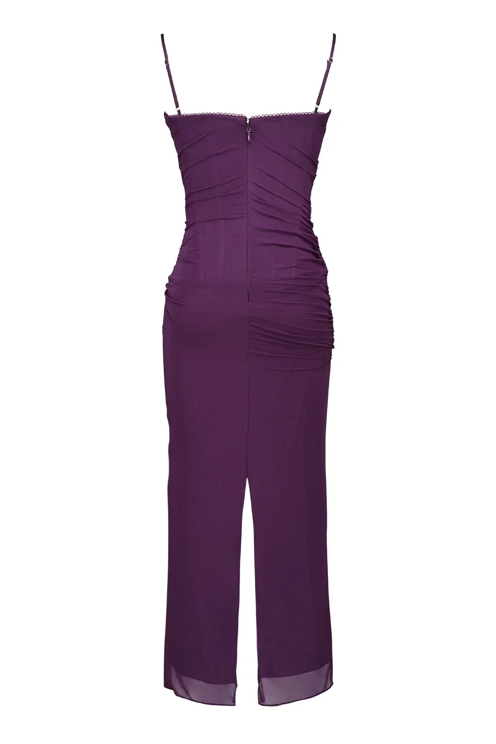 grape mesh corset maxi dress