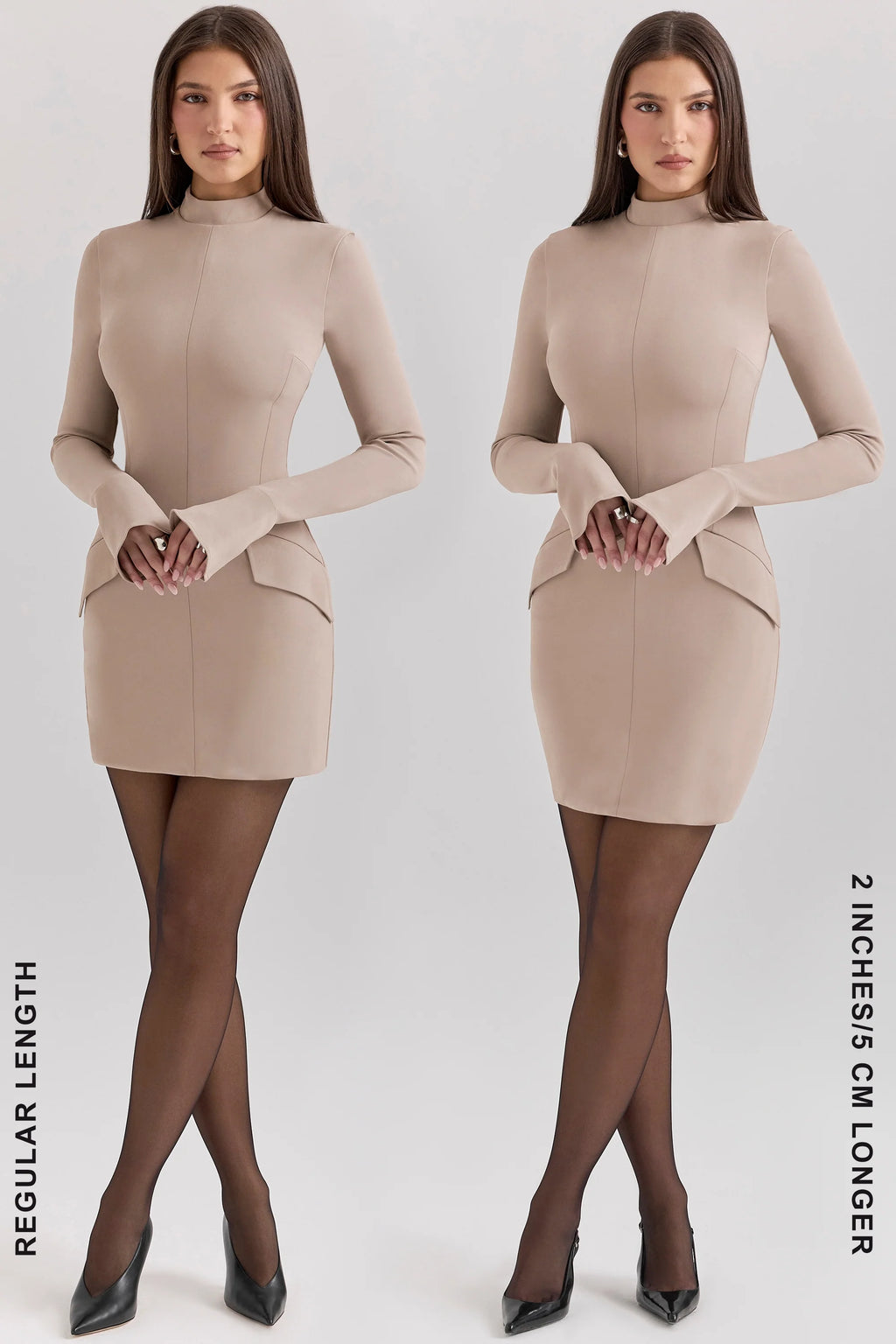 taupe long sleeve mini dress