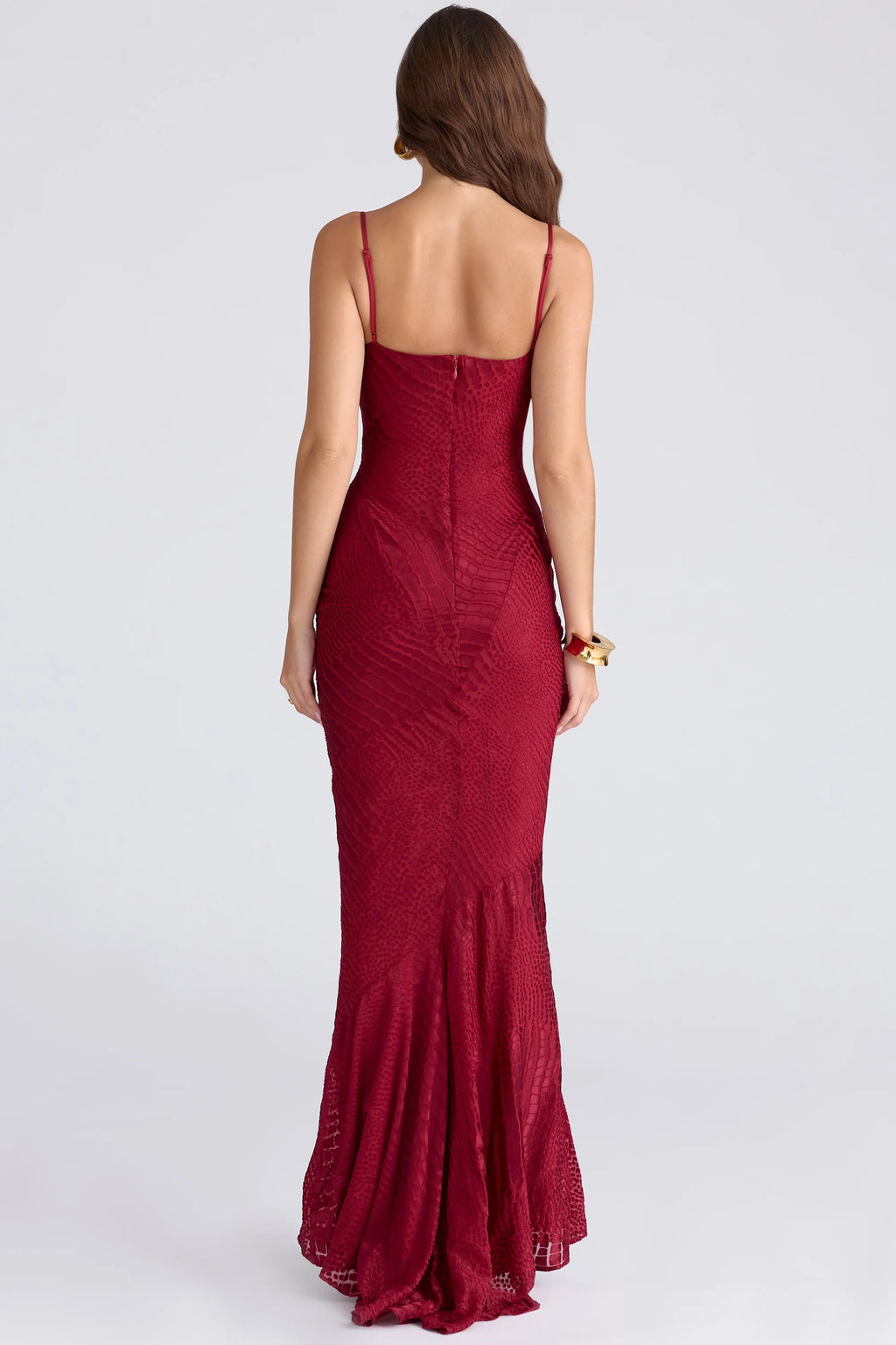 deep red devoré satin maxi gown - limited edition