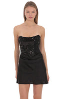 Virelia Corset Mini Dress in Black