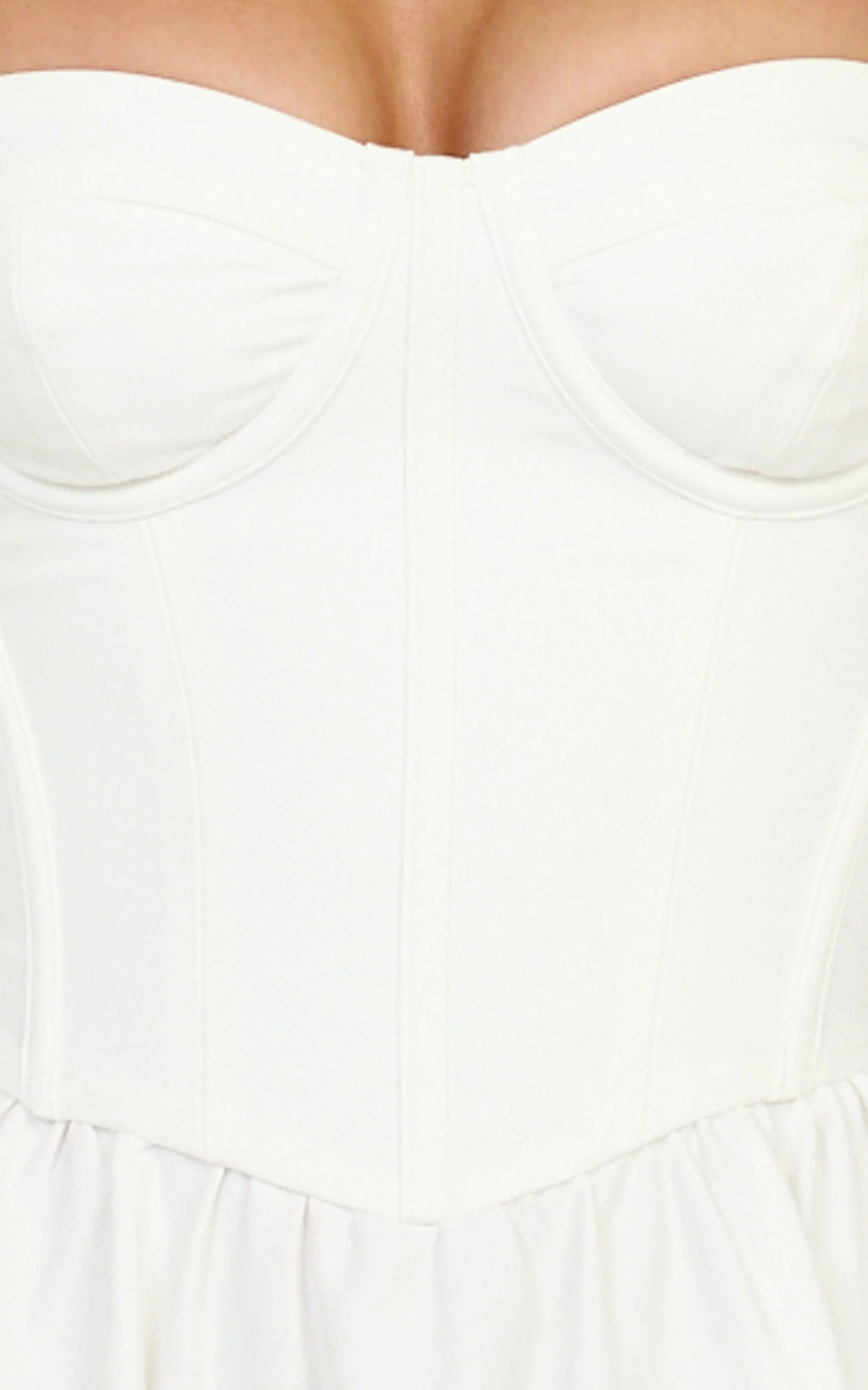 Seren Midi Dress - Corset Bodice Fit And Flare Dress in White