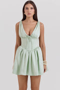 pistachio satin mini dress - sale